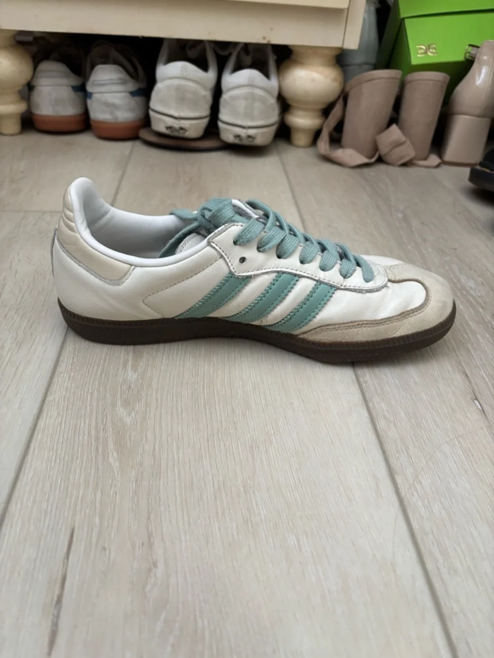 Adidas Samba Sneakers in White and Mint - Picture 3 of 4